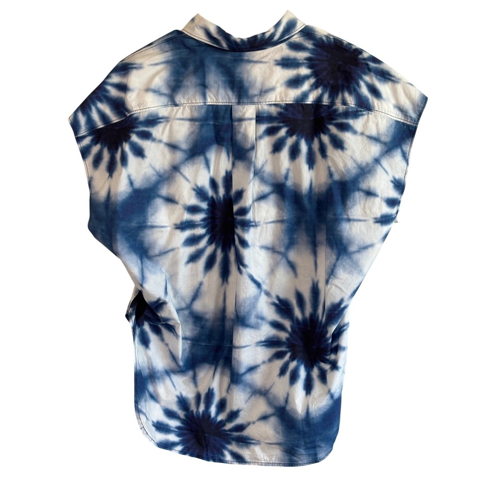 Bassike Tie Dye Organic Cotton Top Blue White Women L Oversized - Picture 3 of 8